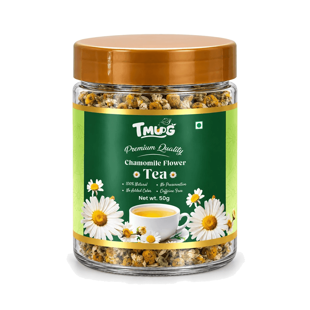 TMUG chamomile flower tea 50g jar with dried chamomile flowers