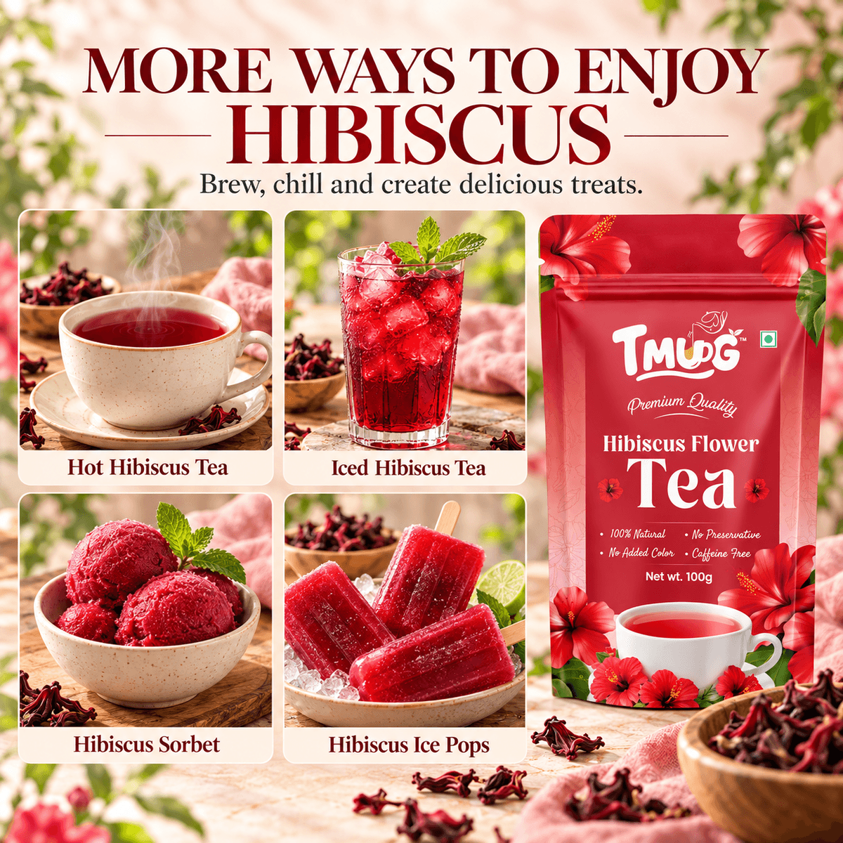 Hibiscus Sorbet Ice Pops