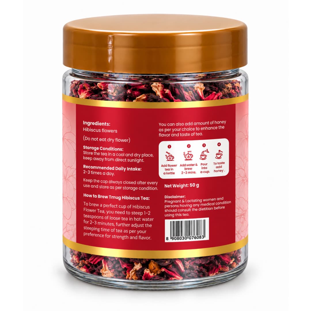 Back view of Hibiscus Flower Tea packaging